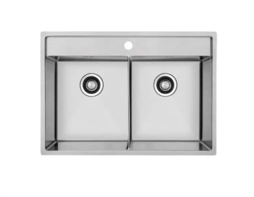 Lavabo Kubus 742 Soft Slim dobbelt køkkenvask i rustfrit stål